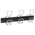 Alba Wall-Mount Coat Hooks, Metal, Silver, 22 lb, 18.11" x 2.95" x 6.45"