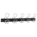 Alba Wall-Mount Coat Hooks, Metal, Silver, 22 lb, 29.92" x 2.95" x 6.45"