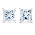14K White Gold 1.00 Cttw Princess-Cut Square Near Colorless Diamond Classic 4-Prong Solitaire Stud Earrings (G-H Color, SI1-SI2 Clarity) by Bids.com