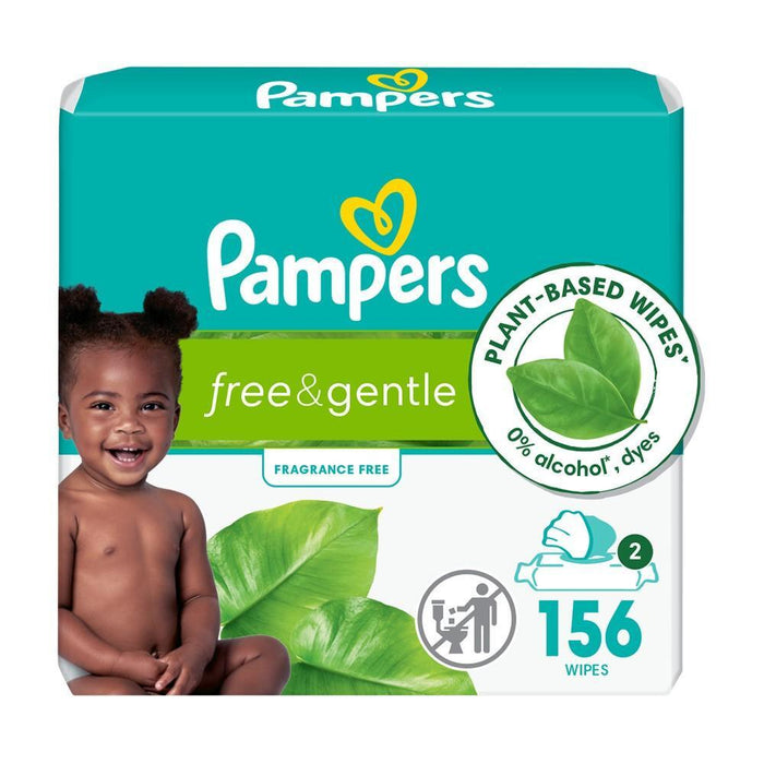 Pampers Aqua Pure Baby Wipes, 156 Count - 99% Water, Fragrance Free & Hypoallergenic by Pasteur Pharmacy