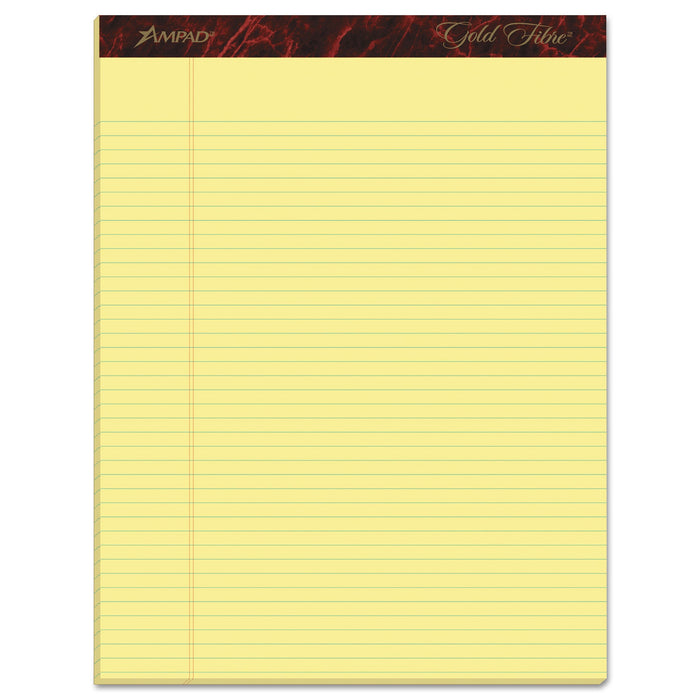 Ampad Gold Fibre Quality Writing Pads, Narrow Rule, 50 Canary-Yellow 8.5 x 11.75 Sheets, Dozen