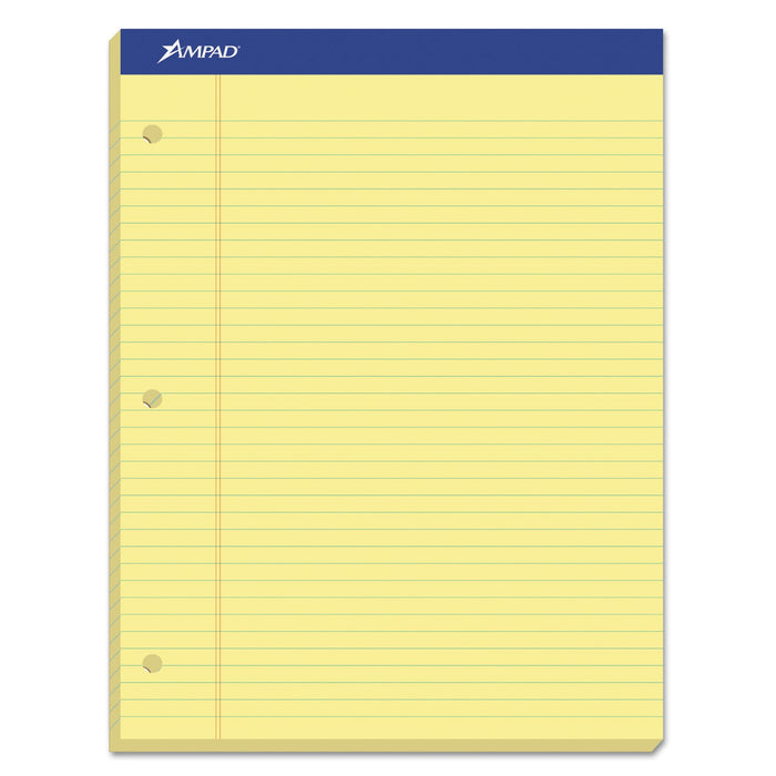 Ampad Double Sheet Pads, Medium/College Rule, 100 Canary-Yellow 8.5 x 11.75 Sheets