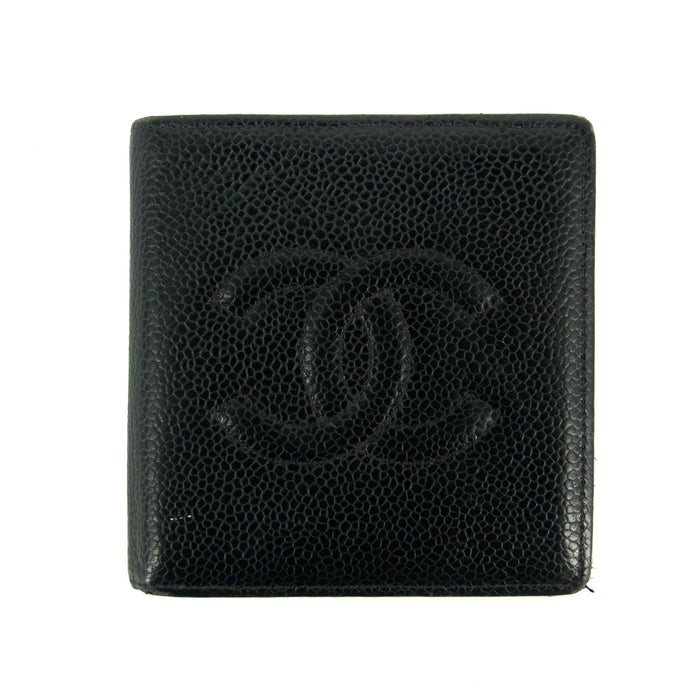 Chanel Coco Mark Caviar Skin Black Bifold Wallet #3172 by Bolt Boutique