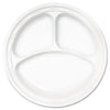 Dart Famous Service Plastic Dinnerware, Plate, 3-Compartment, 10.25" dia, White, 125/Pack, 4 Packs/Carton