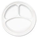 Dart Famous Service Plastic Dinnerware, Plate, 3-Compartment, 10.25" dia, White, 125/Pack, 4 Packs/Carton