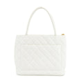 Chanel Caviar Skin Reprint Medallion Tote Bag White 4 Series #3174 by Bolt Boutique