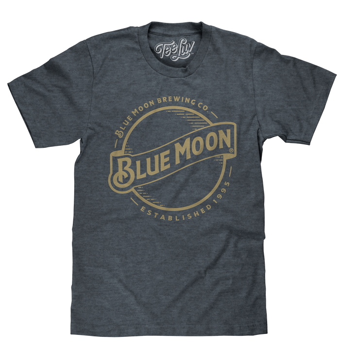Blue Moon Gold Print Logo T-Shirt - Indigo by Tee Luv