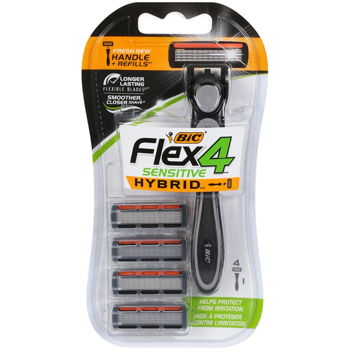 BIC Hybrid 4 Flex Men's Disposable Razor - 1 Handle and 4 Cartridge Refills by Pasteur Pharmacy