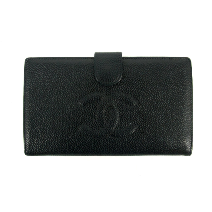 Chanel Coco Mark Caviar Skin Black Bifold Long Wallet SKU-#3175 by Bolt Boutique