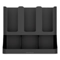 Mind Reader Flume Six-Section Upright Coffee Condiment/Cup Organizer, 11.5 x 6.5 x 15, Black