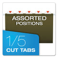 Pendaflex Reinforced Hanging File Folders with Printable Tab Inserts, Legal Size, 1/5-Cut Tabs, Standard Green, 25/Box