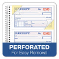 TOPS Money/Rent Receipt Spiral Book, Two-Part Carbonless, 2.75 x 4.75, 4/Page, 200 Forms