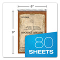TOPS Second Nature Recycled Notepads, Gregg Rule, Brown Cover, 80 White 6 x 9 Sheets