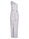 Aidan By Aidan Mattox Womens One-Shoulder Column Gown - Lavender - Size 10 by Vanessa Jane