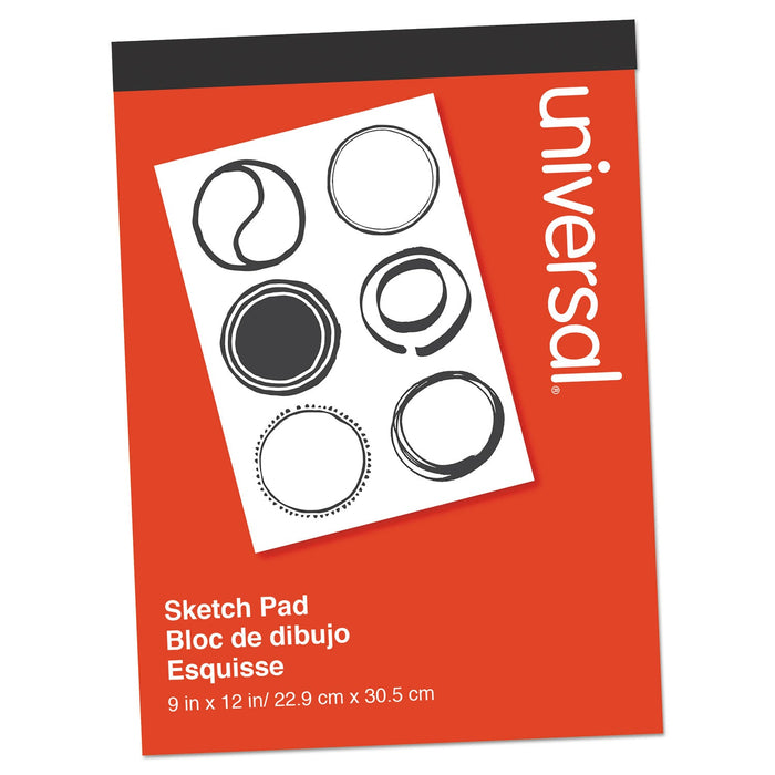 Universal Sketch Pad, Unruled, Red Cover, 70 White 9 x 12 Sheets