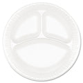 Dart Concorde Foam Plate, 3-Compartment, 9" dia, White, 125/Pack, 4 Packs/Carton