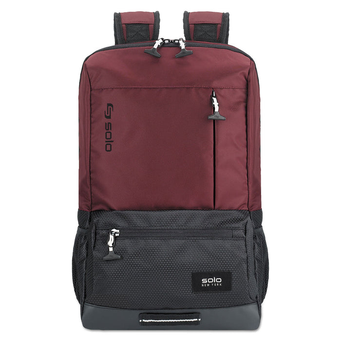 Solo Draft Backpack, Fits Devices Up to 15.6", Nylon, 6.25 x 18.12 x 18.12, Burgundy