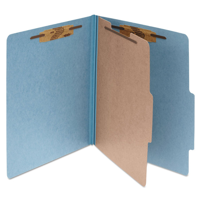 ACCO Pressboard Classification Folders, 1 Divider, Legal Size, Sky Blue, 10/Box