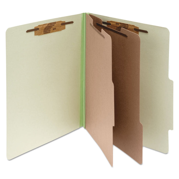ACCO Pressboard Classification Folders, 2 Dividers, Letter Size, Leaf Green, 10/Box