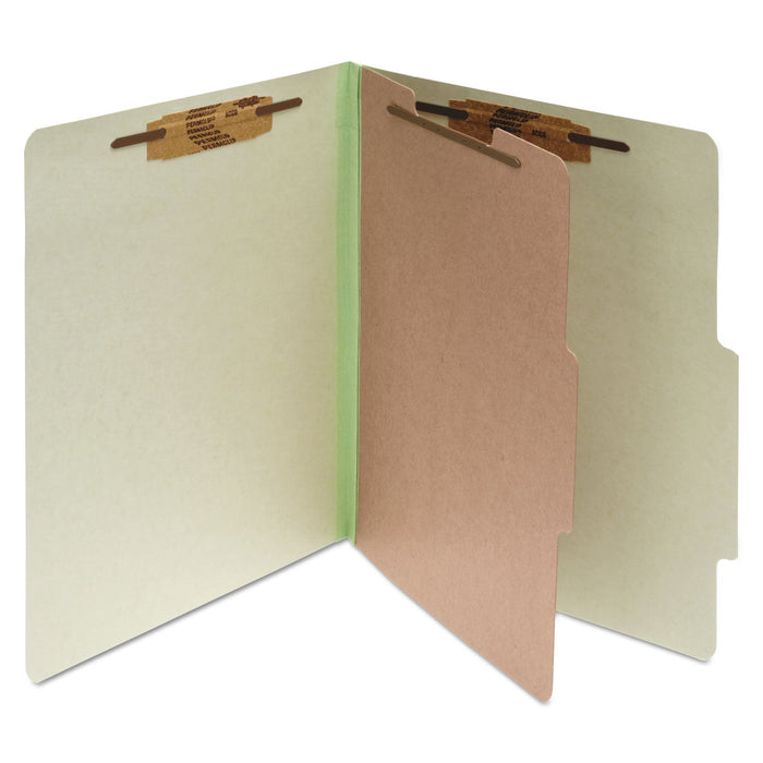 ACCO Pressboard Classification Folders, 1 Divider, Letter Size, Leaf Green, 10/Box