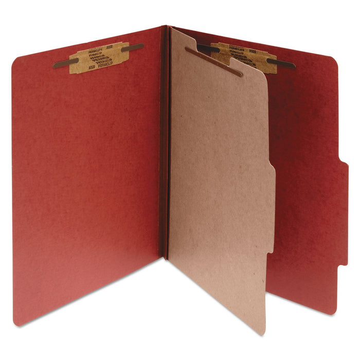 ACCO Pressboard Classification Folders, 1 Divider, Legal Size, Earth Red, 10/Box