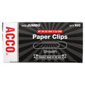 ACCO Premium Heavy-Gauge Wire Paper Clips, Jumbo, Smooth, Silver, 100 Clips/Box, 10 Boxes/Pack