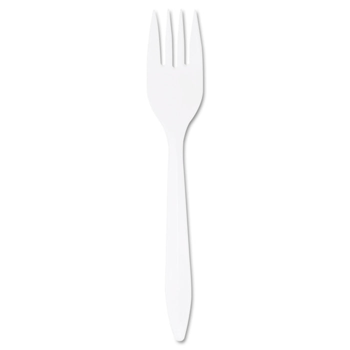 Dart Style Setter Mediumweight Plastic Forks, White, 1000/Carton