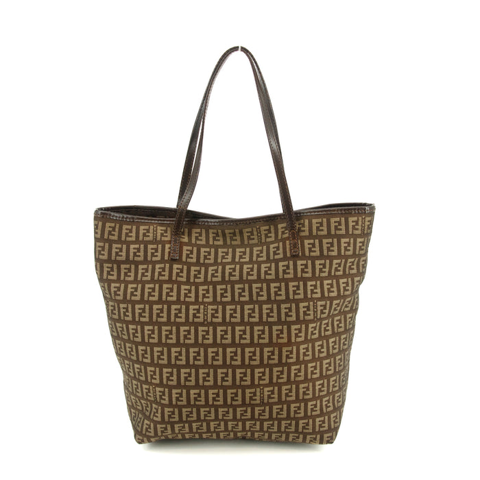 Fendi Zuccino Brown FF Canvas x Leather Shoulder Bag 3183 by Bolt Boutique