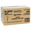 Dart Style Setter Mediumweight Plastic Teaspoons, White, 1000/Carton