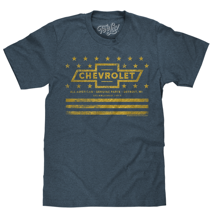 Chevrolet Yellow Stars & Stripes T-Shirt - Gray by Tee Luv