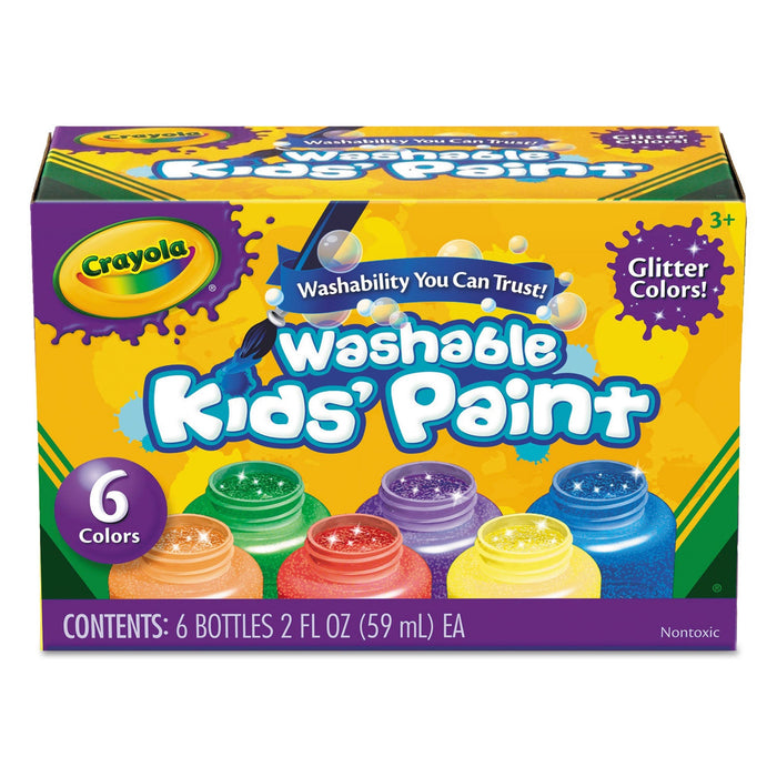 Crayola Washable Paint, 6 Assorted Classic Colors, 2 oz Bottle, 6/Pack
