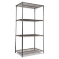 Alera Wire Shelving Starter Kit, Four-Shelf, 36w x 24d x 72h, Black Anthracite