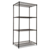 Alera NSF Certified Industrial Four-Shelf Wire Shelving Kit, 36w x 24d x 72h, Black
