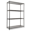 Alera NSF Certified Industrial Four-Shelf Wire Shelving Kit, 48w x 18d x 72h, Black