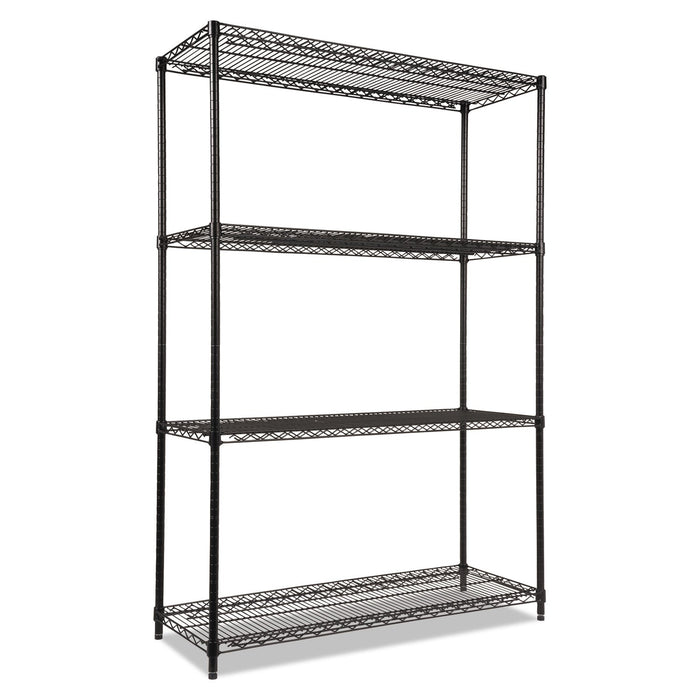 Alera NSF Certified Industrial Four-Shelf Wire Shelving Kit, 48w x 18d x 72h, Black