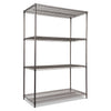 Alera Wire Shelving Starter Kit, Four-Shelf, 48w x 24d x 72h, Black Anthracite