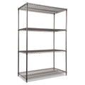Alera Wire Shelving Starter Kit, Four-Shelf, 48w x 24d x 72h, Black Anthracite