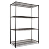 Alera NSF Certified Industrial Four-Shelf Wire Shelving Kit, 48w x 24d x 72h, Black