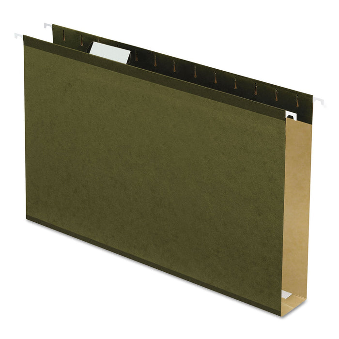 Pendaflex Extra Capacity Reinforced Hanging File Folders with Box Bottom, 2" Capacity, Legal Size, 1/5-Cut Tabs, Green, 25/Box