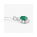 Genuine 10K Zambian Emerald Diamond Halo Pendant by Fine Color Jewels