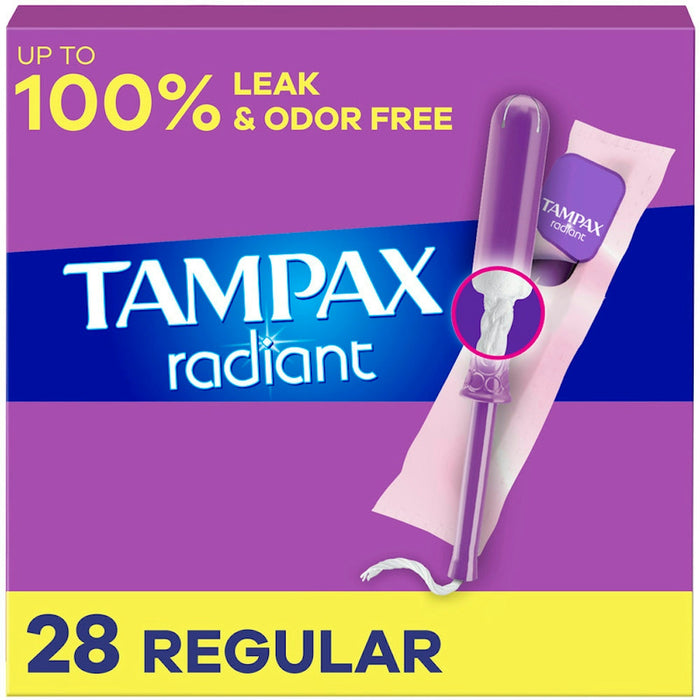 Tampax Radiant Tampons With Leak Guard Braid, Regular Absorbency, Unscented by Pasteur Pharmacy