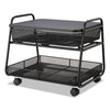 Safco Onyx Under Desk Machine Stand, Metal, 1 Shelf, 1 Drawer, 1 Bin, 100 lb Capacity, 21" x 16" x 17.5", Black