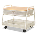 Safco Onyx Under Desk Machine Stand, Metal, 1 Shelf, 1 Drawer, 1 Bin, 100 lb Capacity, 21" x 16" x 17.5", White