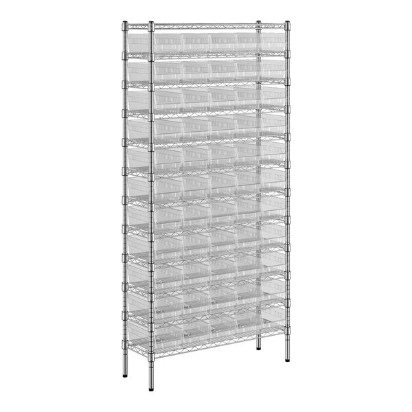 Regency Space Solutions 12" X 36" X 74" Wire Shelving Unit With 55 Clear Bins by Pasteur Pharmacy