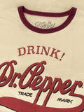 Retro Drink Dr. Pepper Ringer T-Shirt - Beige and Maroon by Tee Luv