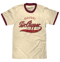 Retro Drink Dr. Pepper Ringer T-Shirt - Beige and Maroon by Tee Luv