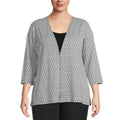 Kasper Womens Snap Front Jacket Plus Textured Cardigan Black 3X by Vanessa Jane