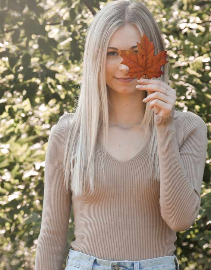 Collared V Neck Sweater Top - Taupe by Boutique 23