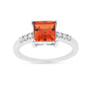 1.65 Ct Square Lab Created Peach Sapphire and Moissanite Prong Silver Cocktail Ring