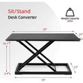 32" Height Adjustable Stand Up Desk Converter Gas Spring Desk Riser Converter Sit to Stand by DailySale